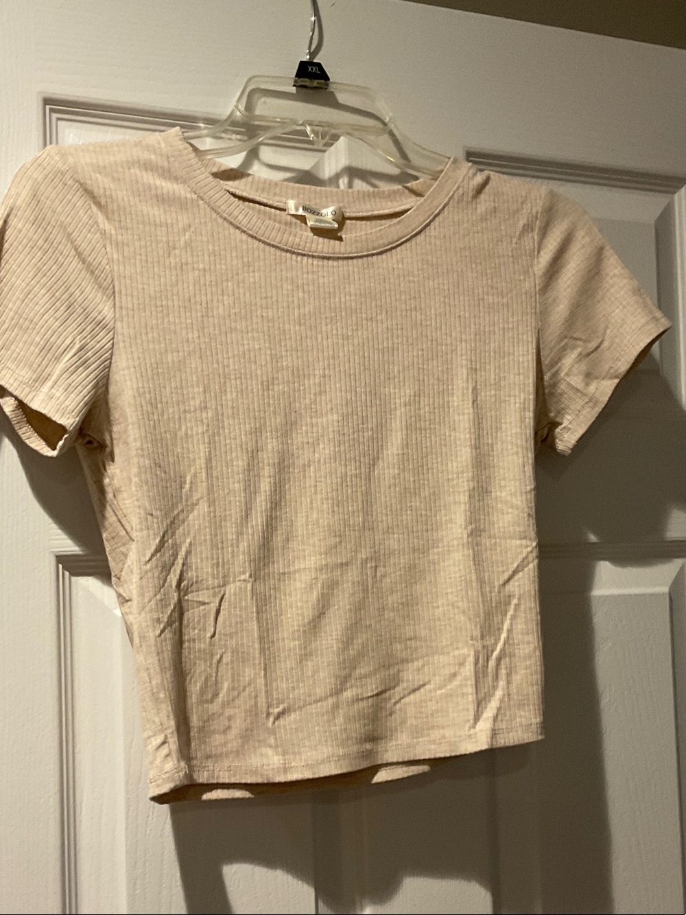 Bozzolo Cream Ribbed Short Sleeve Tee